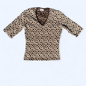Vintage Michelle USA Leopard Print Sheer Mesh Top